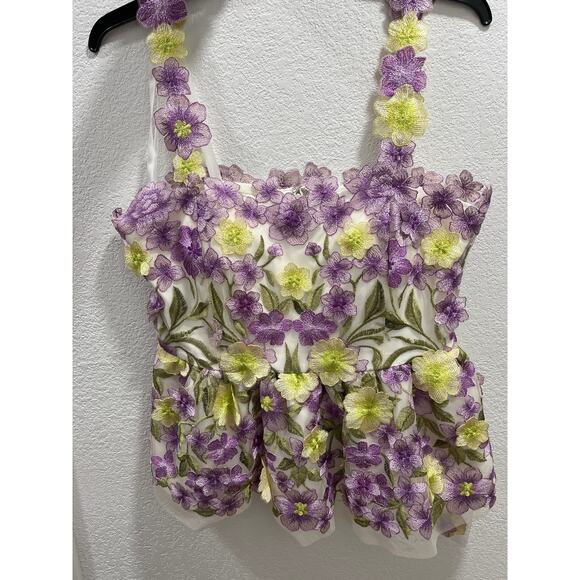 Muse by Marchesa Cynthia Orchid Floral Novelty Embroidered Midi Skirt Set Size 8 - Picture 12 of 13